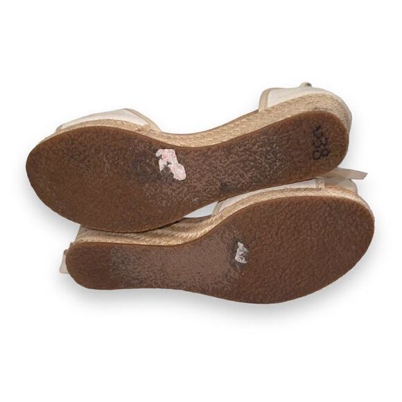 UGG Australia Amell Open Toe Canvas Lace-up Wedge Cream 1014955 Women's 7 - Picture 8 of 10